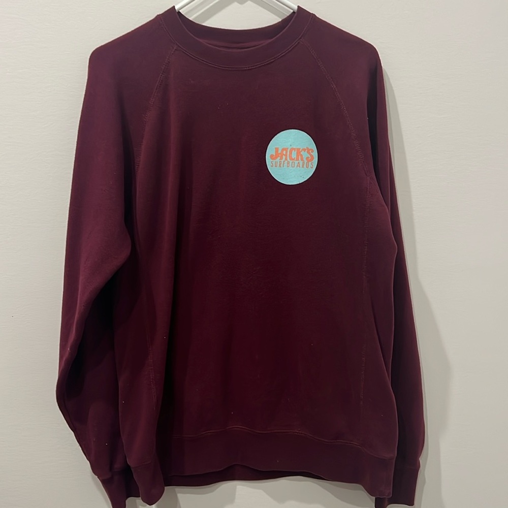 Jacks Surfboards Burgundy Crewneck, size medium